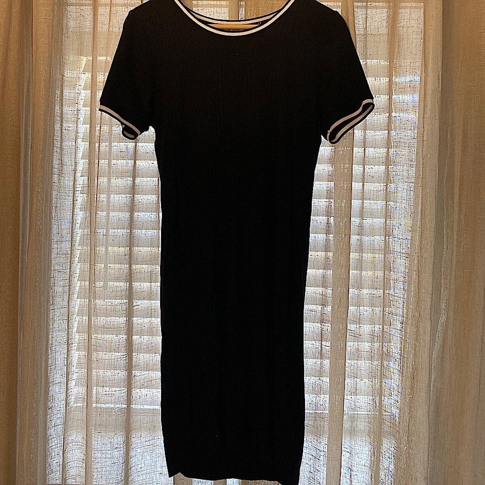 Rainbow Short Sleeve Black Dress